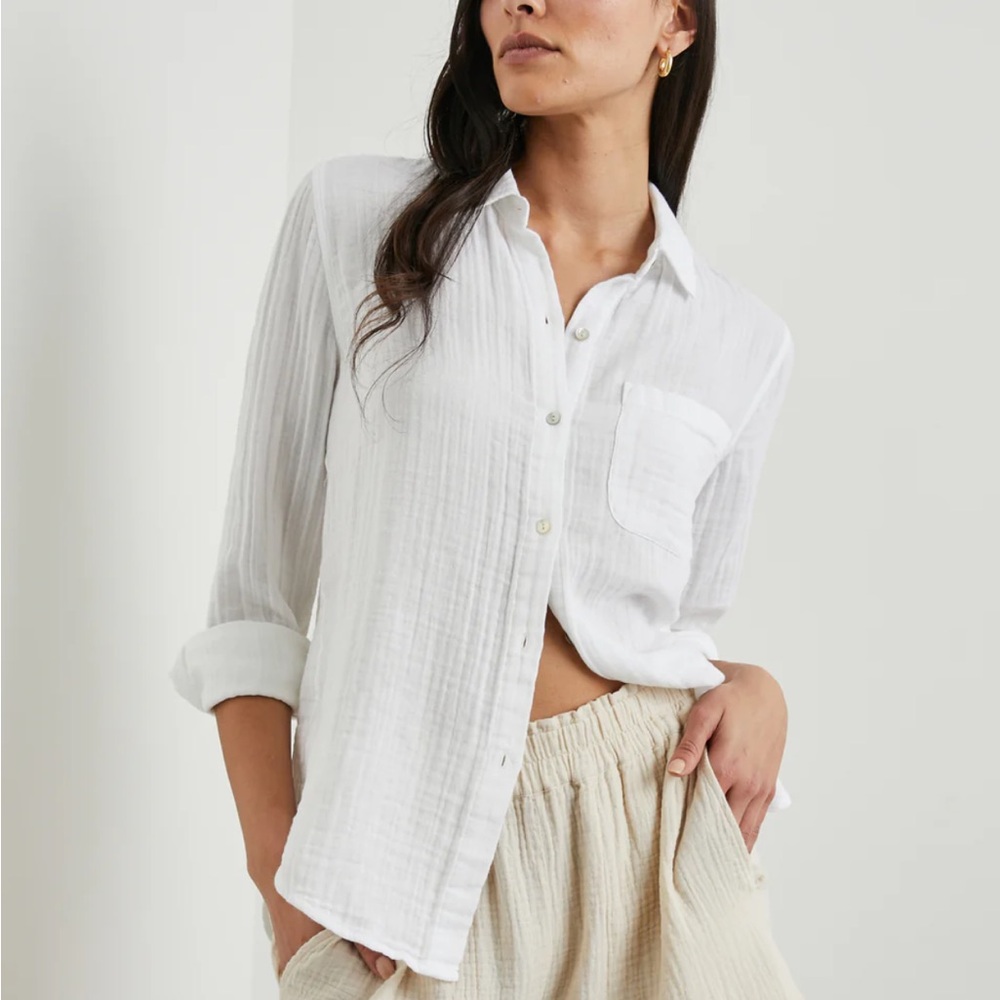 Rails Crisp White Textured Blouse